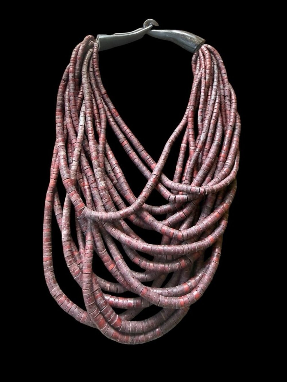 Gerda Lynggaard Monies Vintage Carved Horn Multi Strand Long Necklace Copenhagen